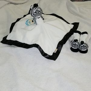 Noah's Ark Zebra Baby security blanket and rattle
